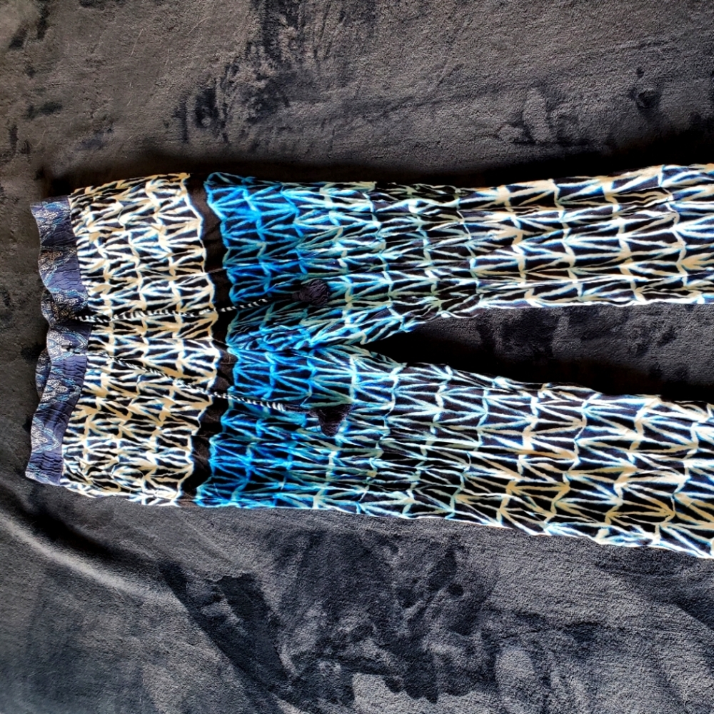 Blue Geometric Skinny pants